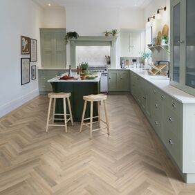 Kitchen, kitchen island, stools, parquet flooring 