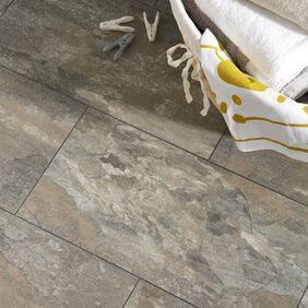 Basket, slate floor, tiles