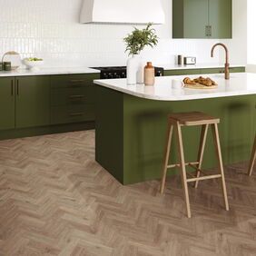 TLC Massimo in Warm Barnwood Small Parquet laid in a kitchen