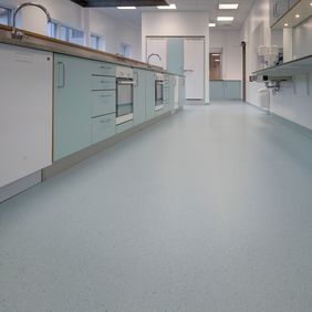 Educational kitchen with light coloured flooring
