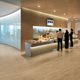Modern workplace cafeteria area
