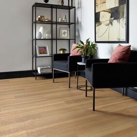 TLC Massimo in English Oak laid in a residential seating area 
