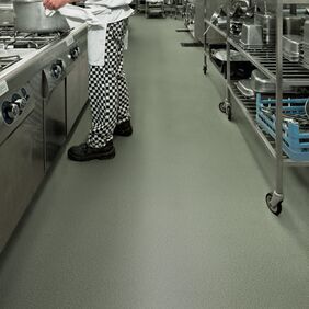 Green safety vinyl flooring for commercial kitchens 