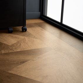 Upclose image of dark oak prism effect flooring