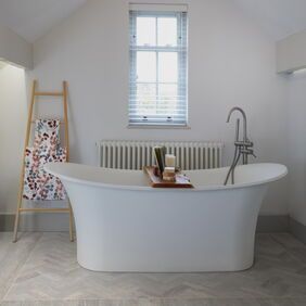 TLC Massimo in Fairview Oak laid in a bathroom