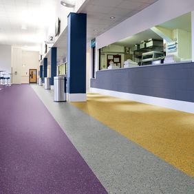 Canteen area with multi coloured flooring
