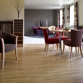 Oak effect flooring in a dining area