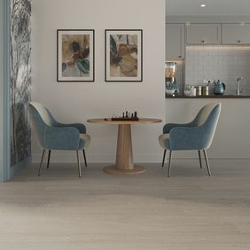 Oak effect flooring laid in a communal dining area