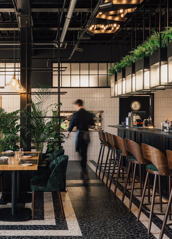 Polyflor LVT flooring in Ukryte Rzeki Hidden Rivers Restaurant Poland