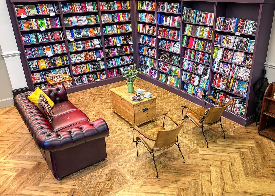 House of books and friends in Manchester used Polyflor luxury vinyl flooring 