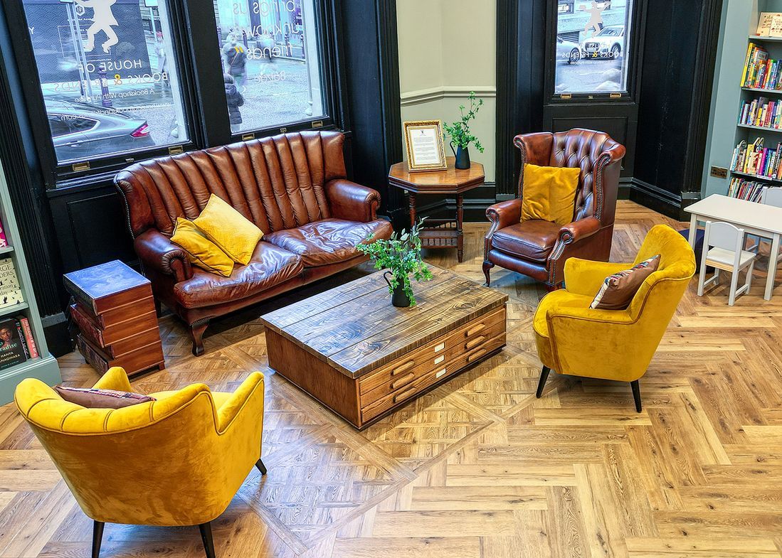 House of books and friends in Manchester used Polyflor luxury vinyl flooring 