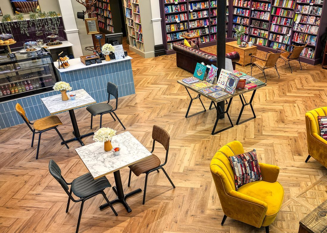 House of books and friends in Manchester used Polyflor luxury vinyl flooring 