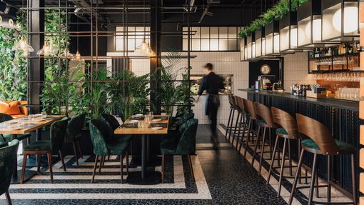 Polyflor LVT flooring in Ukryte Rzeki Hidden Rivers Restaurant Poland