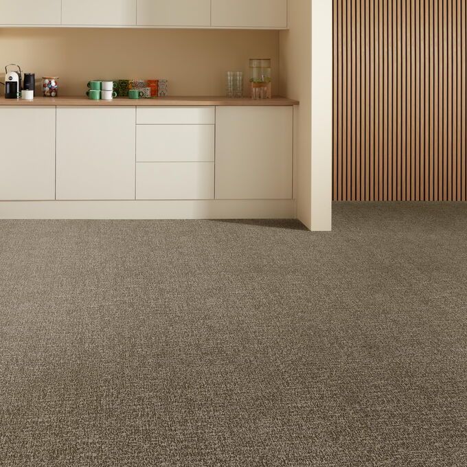 Polyflor Expona Fabrik in Brown laid in an office kitchen