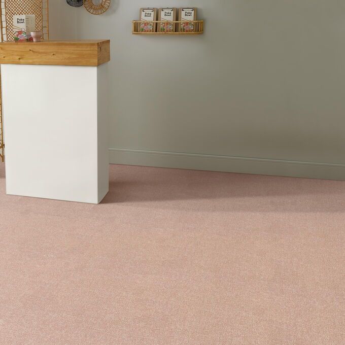 Polylfor Expona Fabrik in Dust Pink laid at the entrance to a restaurant 