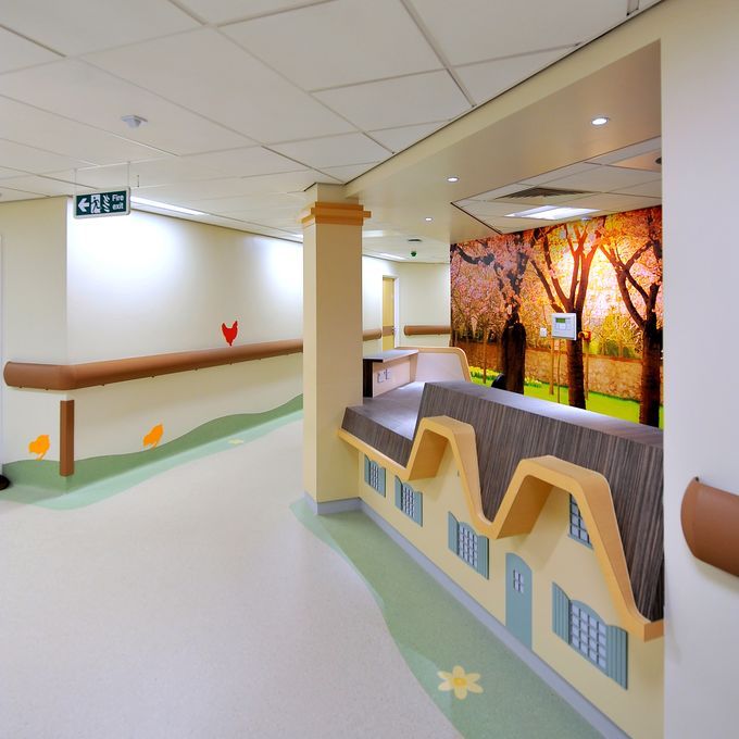 Children's hospital ward with design flooring