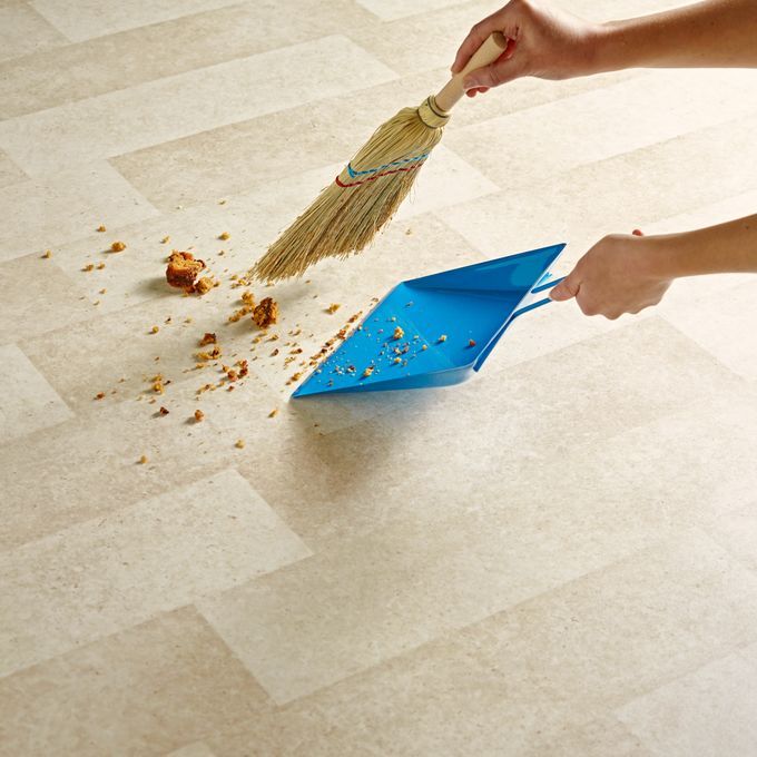 Close up showing light stone effect flooring 