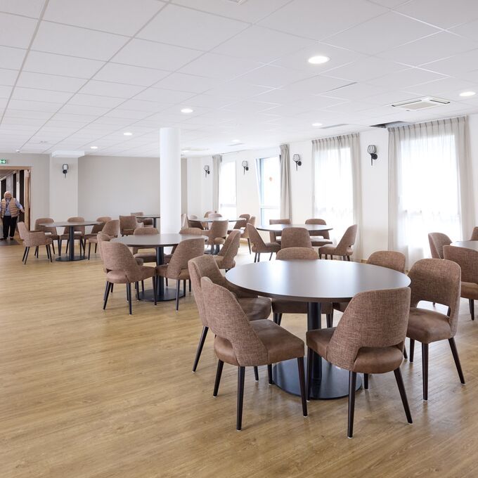 Oak effect flooring laid in a bistro