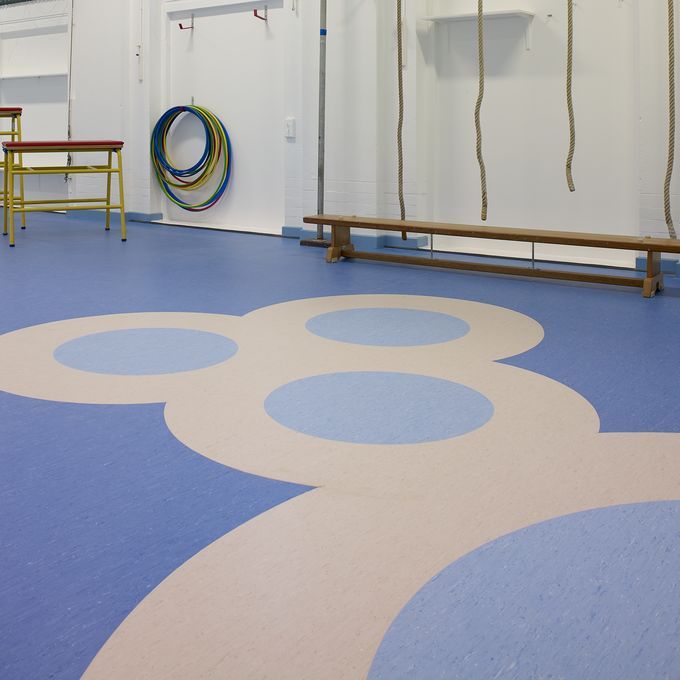 Sports hall with circle design flooring 
