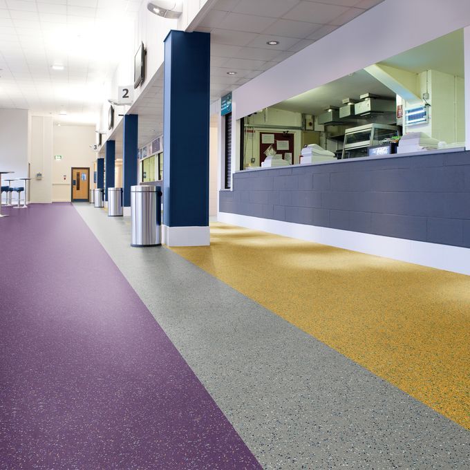 Canteen area with multi coloured flooring