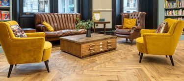 House of books and friends in Manchester used Polyflor luxury vinyl flooring 